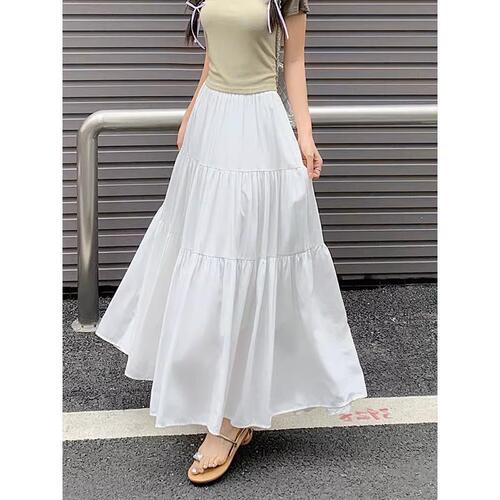 Women's High-Waisted Semi-Body Skirt with Design Sense, Summer 2024 New French Style, Versatile Large A-Skirt Hem, Casual Long Dress, Instagram Style