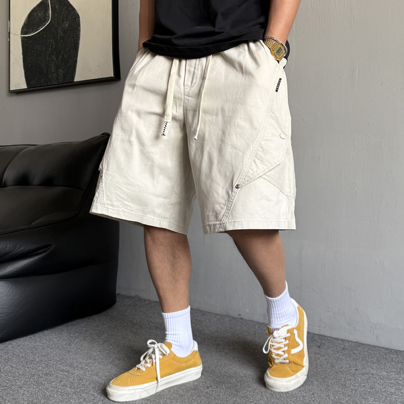 Summer American-style casual cool workwear shorts for men, plus-size loose drawstring knee-length pants, trendy mid-length pants Summer American-style casual cool workwear shorts for men, plus-size loose drawstring knee-length pants, trendy mid-length pants
