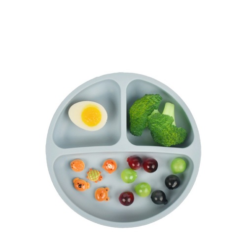 Cross-border Bestseller: Children's Silicone Dinner Plate—Infant Feeding Utensils, Baby Complementary Food Divided-Grid Suction-Cup Smile-Face Dinner Plate