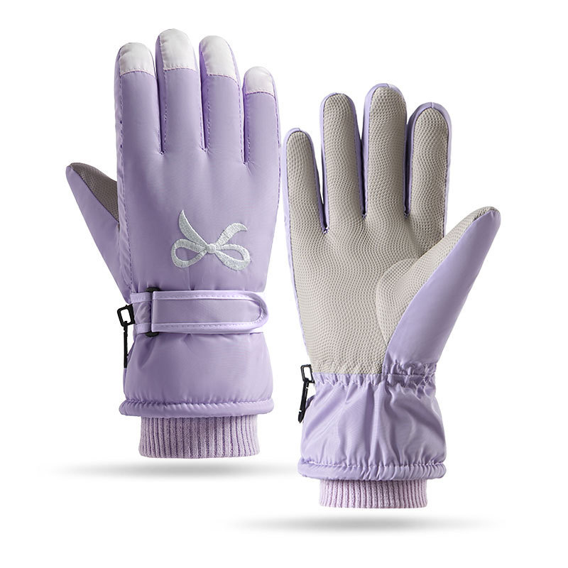 Guantes de esquí de invierno con terciopelo grueso para mujeres al aire libre a prueba de viento a prueba de salpicaduras a prueba de deslizamiento con pantalla táctil guantes cálidos