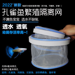 Peacock anchovy hatching isolation box breeding box isolation nylon mesh dense mesh floating round cylinder square cylinder Universal