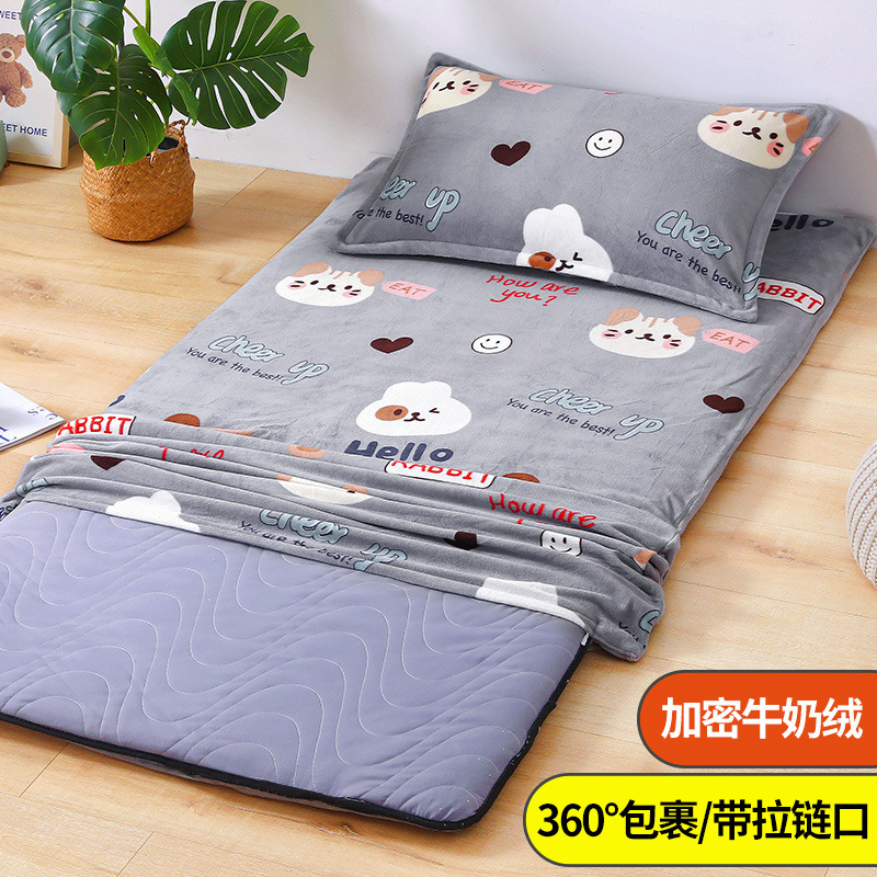 Cubierta de colchón Cubierta de colchón individual de dormitorio de estudiantes Cubierta de edredón pequeño de terciopelo de leche Cubierta de colchón de cama de invierno de terciopelo de coral 0,8x1,9 m