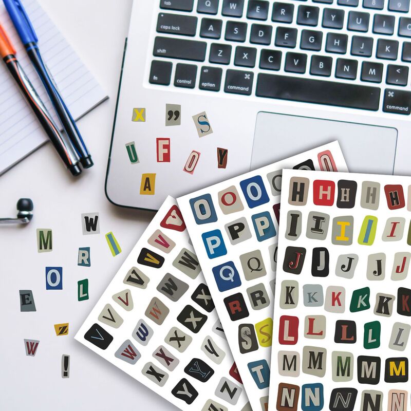181 English Alphanumeric Symbol Label Stickers Student Diary Basic Collage Decorative Stickers
