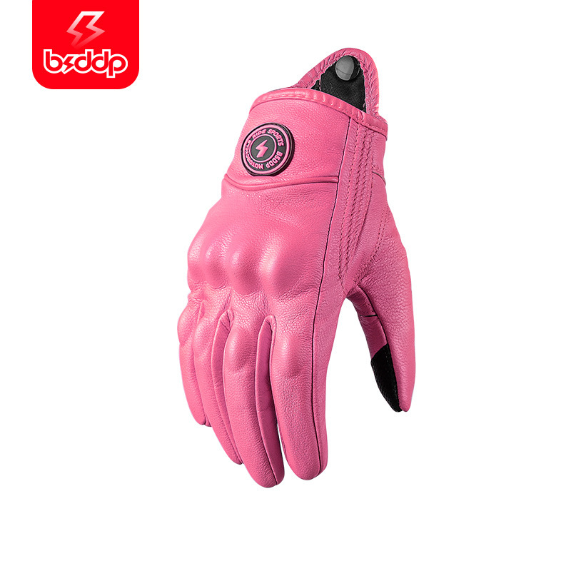 Guantes deportivos de motocicletas de piel de oveja para motocicletas al aire libre para motocicletas de carreras anti-caída antideslizante pantalla táctil para hombres de protección de bicicleta de montaña