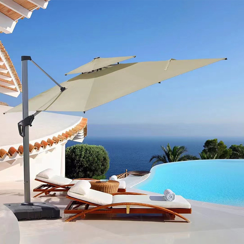 Outdoor sunshade garden Roman umbrella villa balcony outdoor garden large solar umbrella with LED light beach umbrella