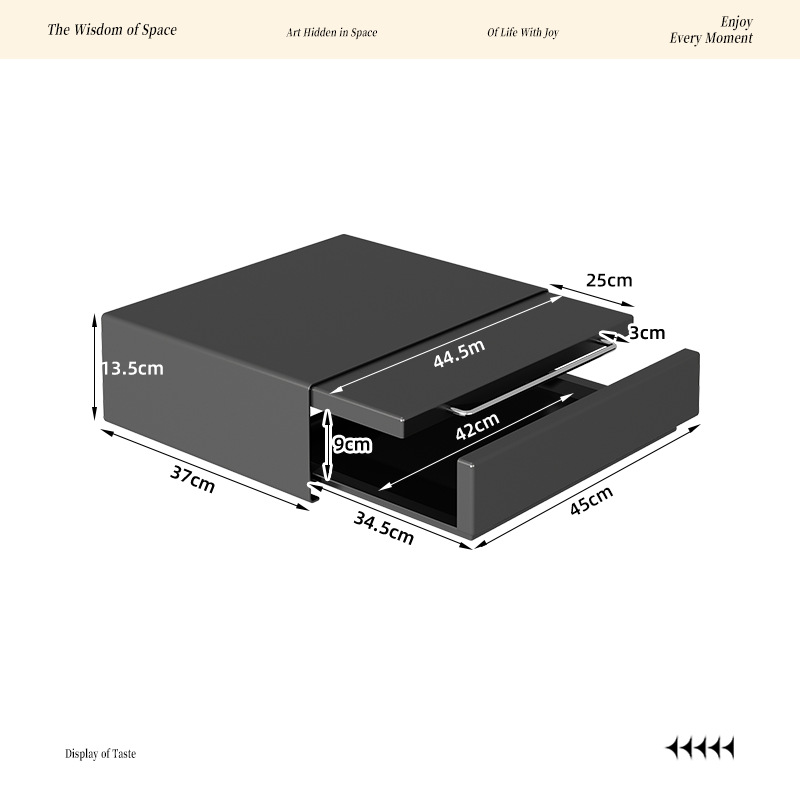 인출식 전자레인지 선반 - 검정색(후면 패널 없음)