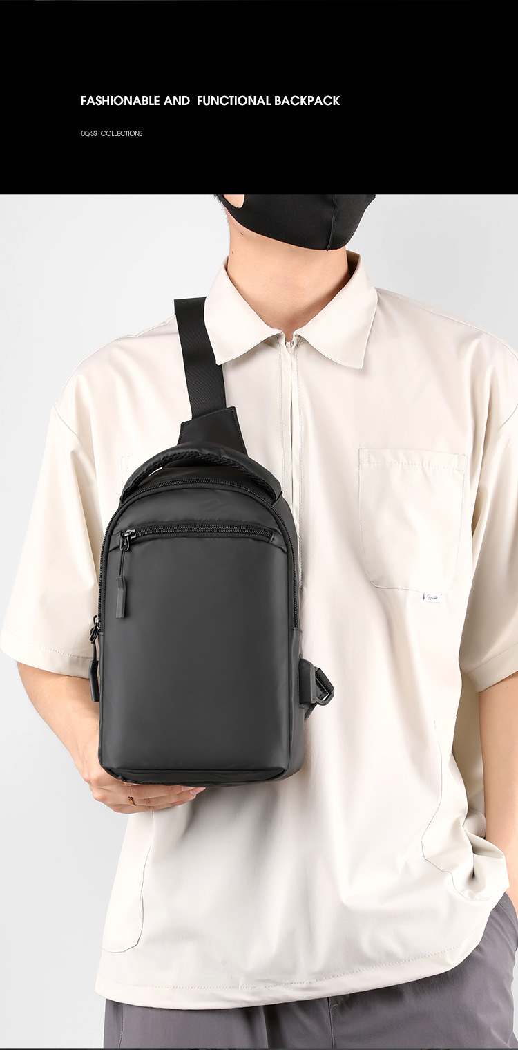 Sac poitrine homme bandoulière avec port usb sacoche pratique_voghion.com