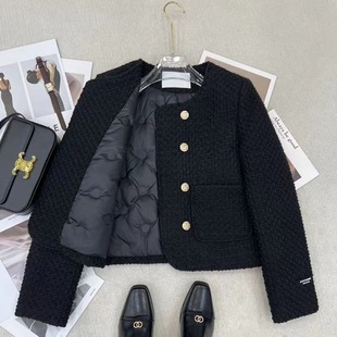 Down Liner Double-Row Chanel Style Short Coat Women's Autumn and Winter New High-Level Socialite Tweed Small Top