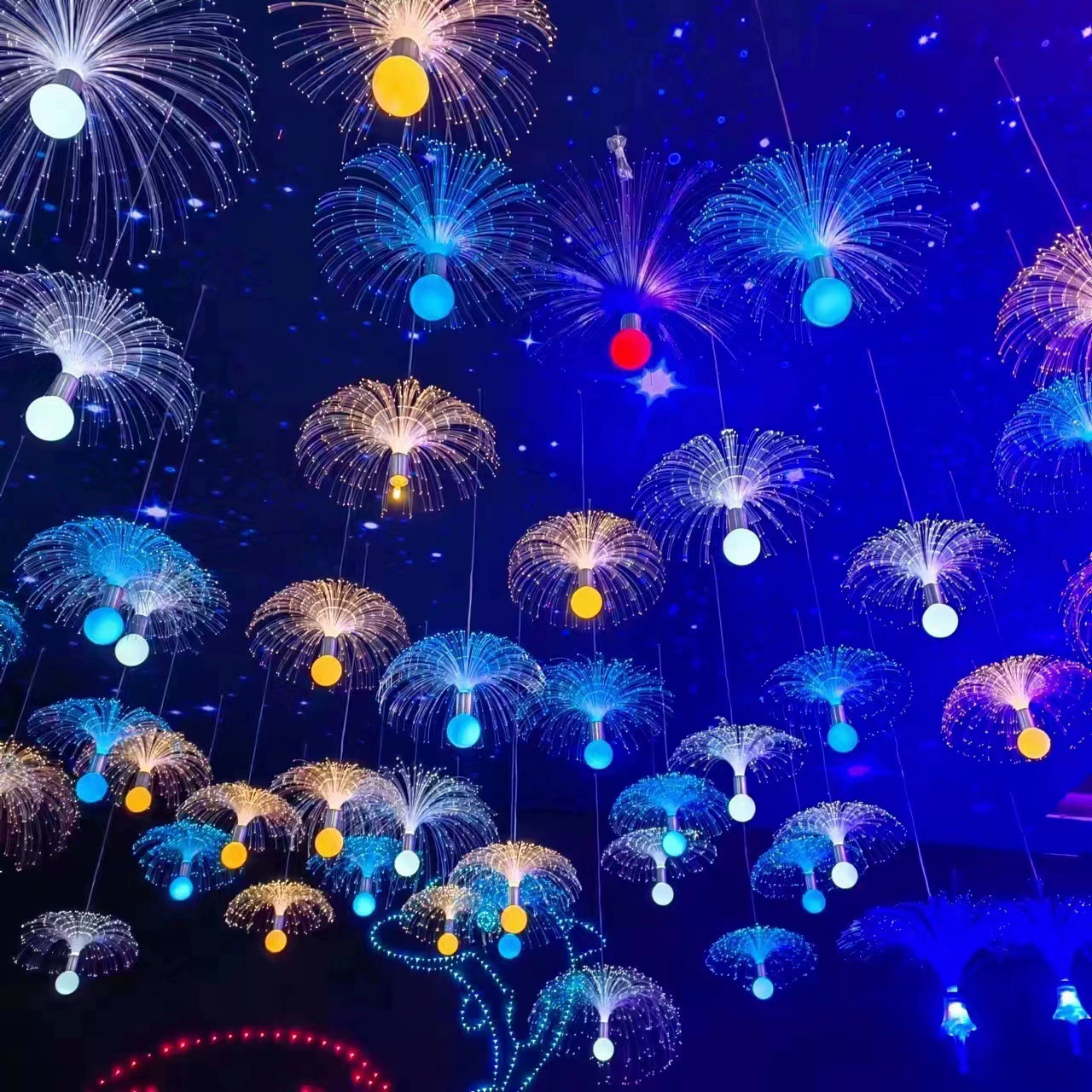 Уличная водонепроницаемая светодиодная оптоволоконная лампа в виде медузы, красочная оптоволоконная лампа в виде медузы, потолочная лампа, атмосферная лампа, ландшафтная лампа, декоративная лампа