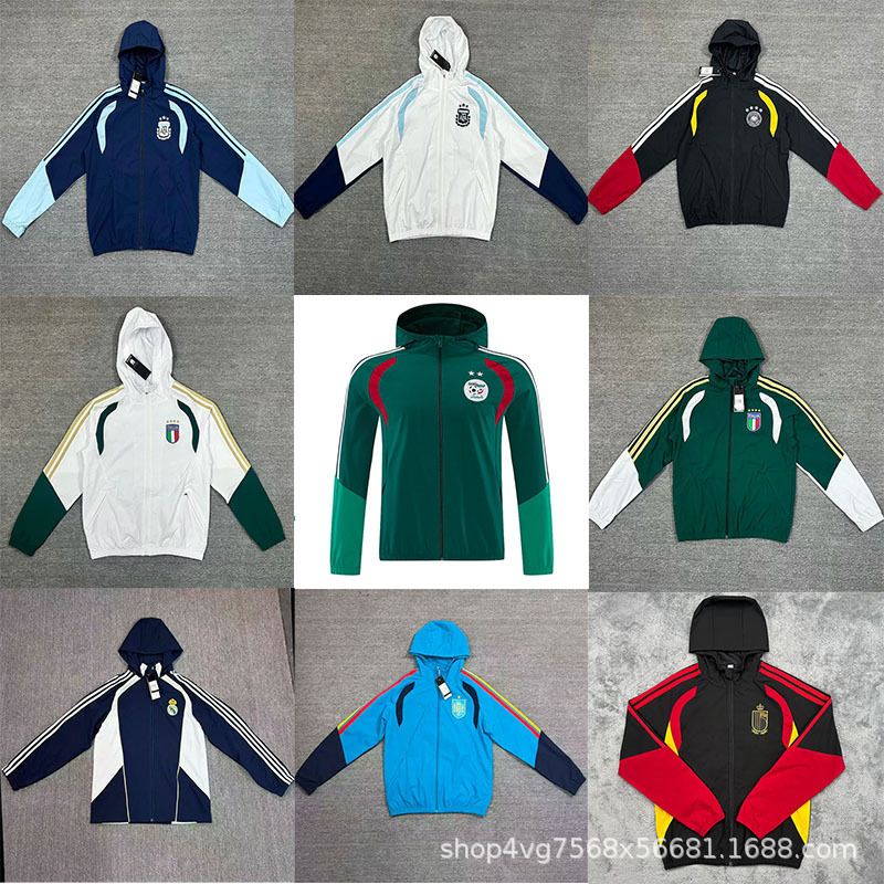 Cross-Border Wholesale 26-27 World Cup National Team Long-Sleeved Hooded Adult Football Jacket Outdoor Sports Jacket