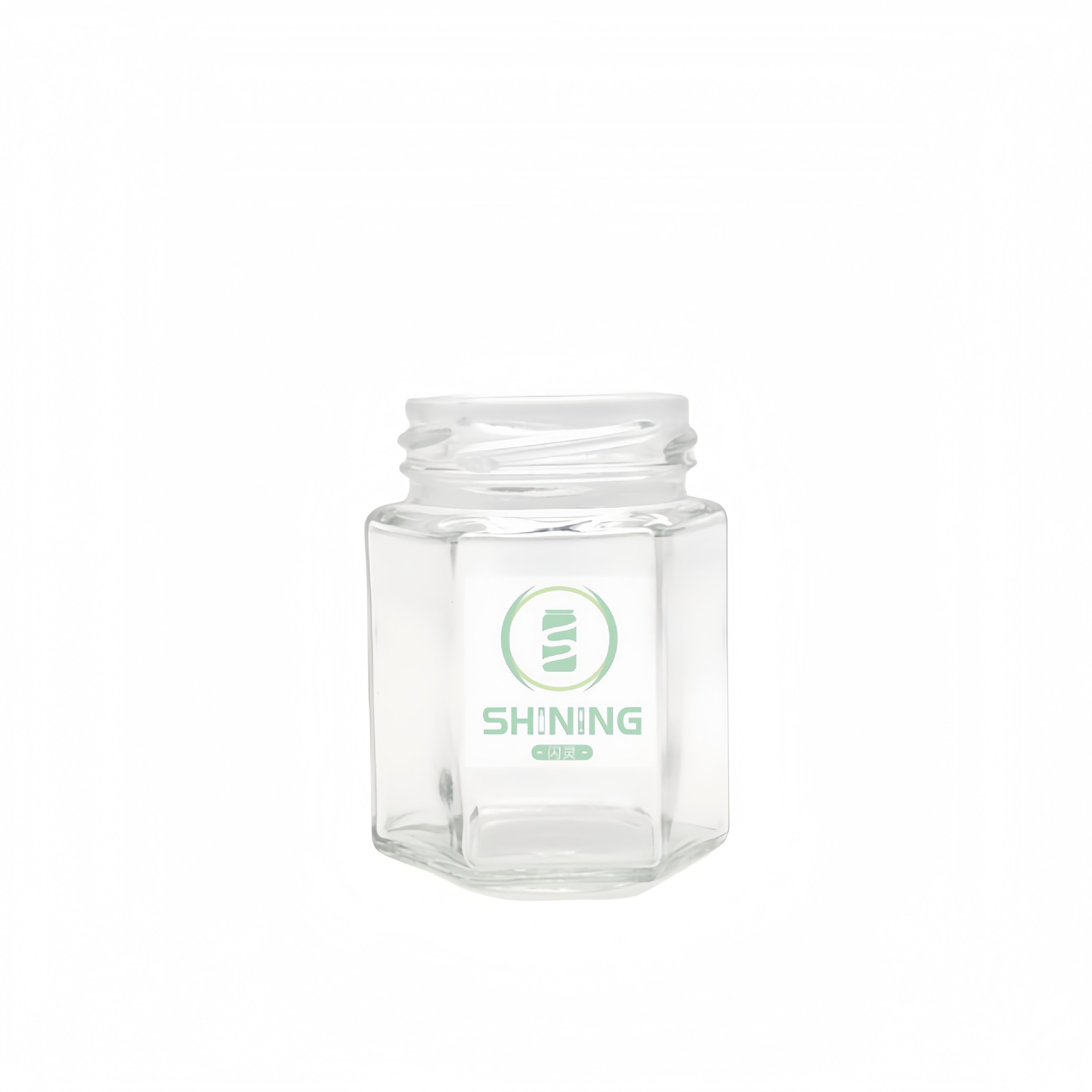 六角瓶子蜂蜜小瓶鲜炖燕窝花胶瓶食品级耐高温带盖高白玻璃瓶