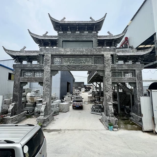 村庄路口石牌坊新农村牌楼厂家花岗岩三门三楼五楼石门山门免费安