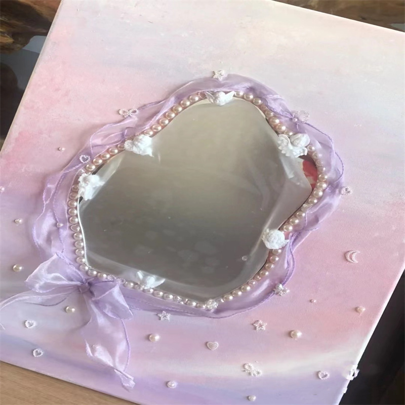 网红拍照道具塑料镜片便携式亚克力不规则化妆单面镜子可定 制