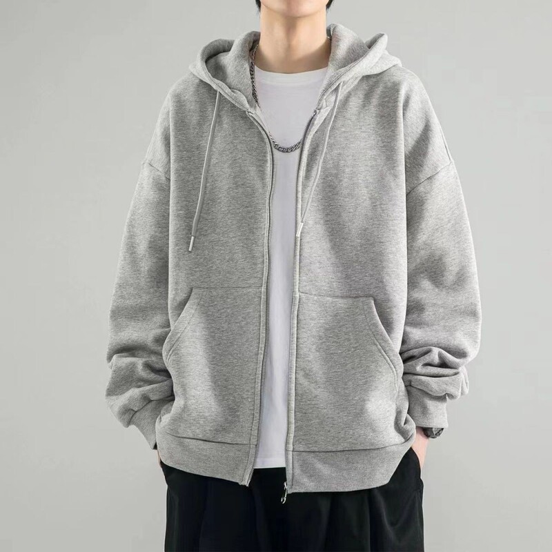 Cardigan Jacket Men's Spring and Autumn New Plus Size Couple Casual Hooded Sweater Boys All-match Zipper Jacket