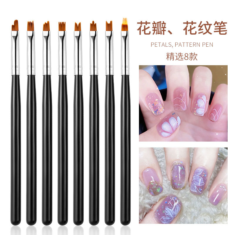 8 unids uñas arte flor pluma pintura pluma pétalo pintura pluma Arco Iris gradiente pluma francés fototerapia uñas conjunto pluma