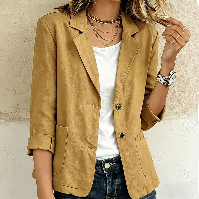 Shein Independent Site Wish Amazon Ebay European and American Women's Clothing Spring and Summer Cotton and Linen Buttoned Long-Sleeved Jacket Small Suit Shein Independent Site Wish Amazon Ebay European and American Women's Clothing Spring and Summer Cotton and Linen Buttoned Long-Sleeved Jacket Small Suit