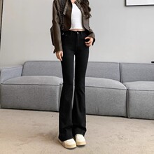 微叭黑色牛仔裤女2026春秋季新款高腰显瘦直筒宽松垂感喇叭长裤潮