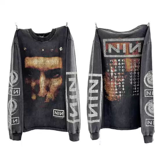 2025 Fall/Winter New Arrival S.M Nine Inch Nails Band Graphic Crew Neck Long Sleeve Pullover Unisex Wholesale
