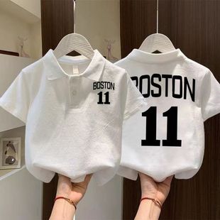 Boys Short-Sleeved T-Shirt Summer 2025 New Small and Medium-Sized Kidsren's T-Shirt Boys and Kidsren Summer Pure Cotton Polo Shirt Tops
