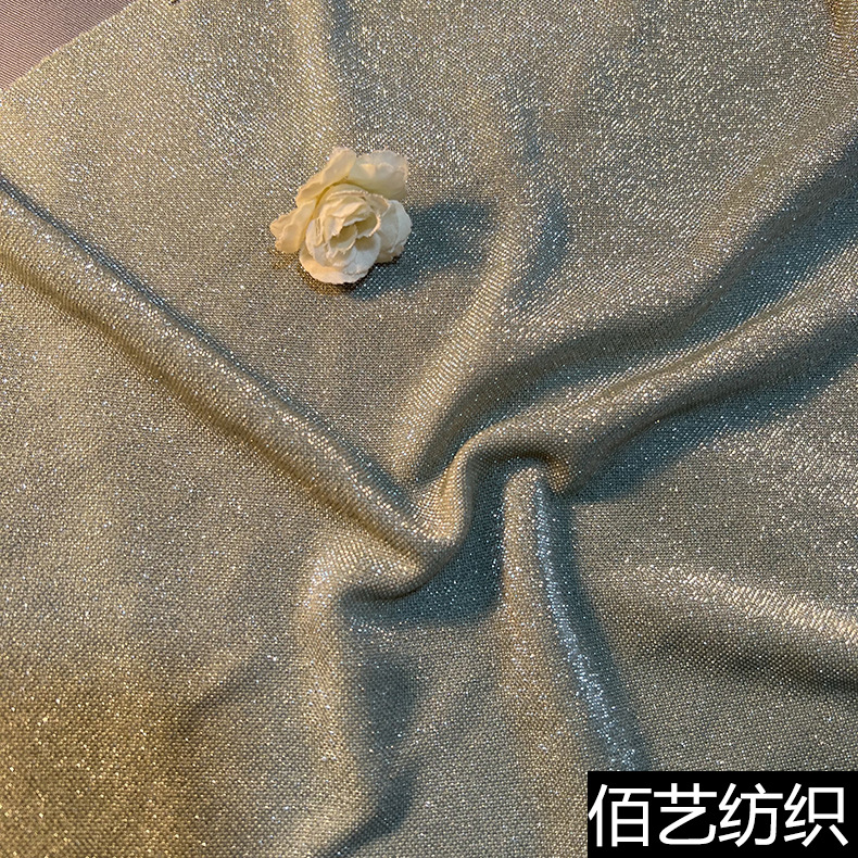 春夏时尚锦纶金银丝针织面料 微透柔软亮光锦纶波比T恤连衣裙布料