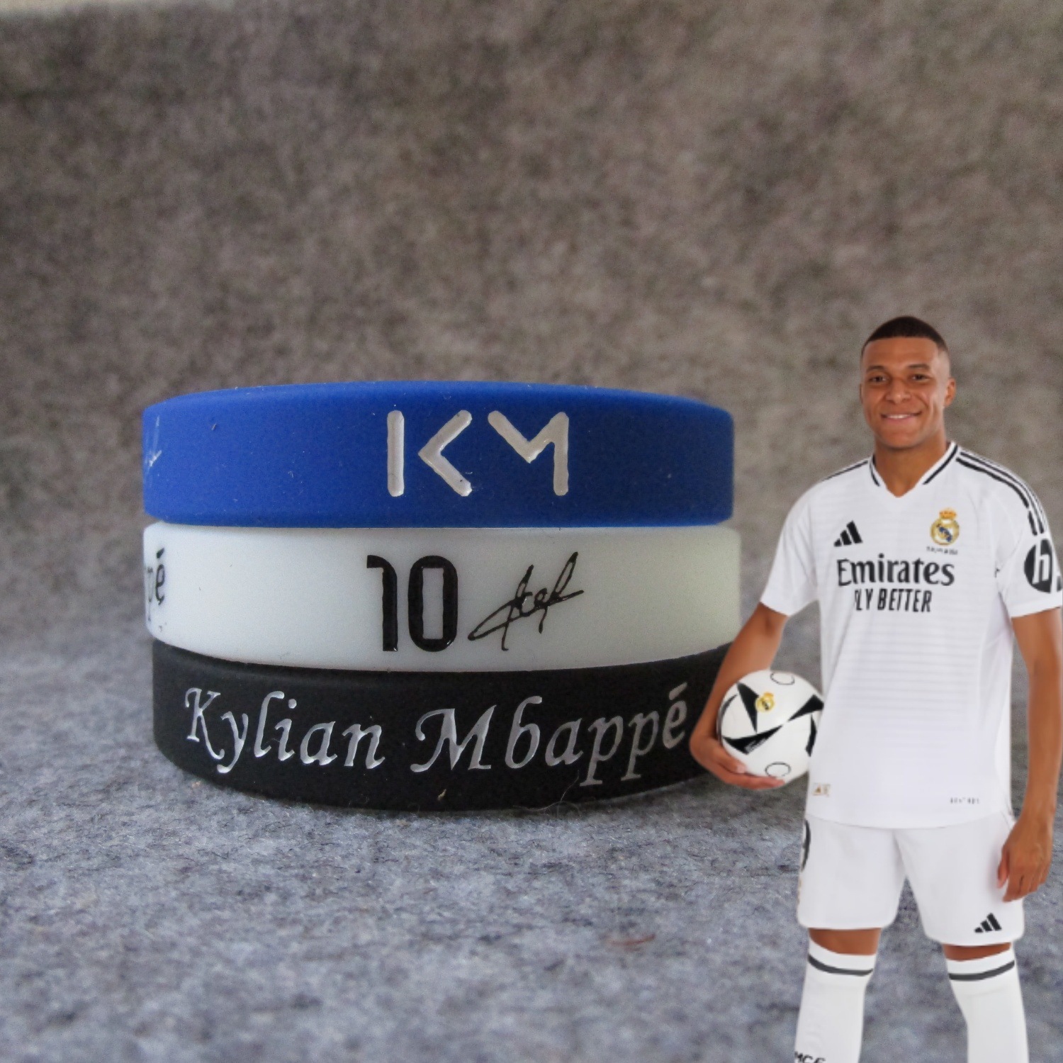 Real Madrid No. 10 Football Star Mbappe Sports Bracelet Silicone Signature Wristband Fan Accessories Zidane Pelé