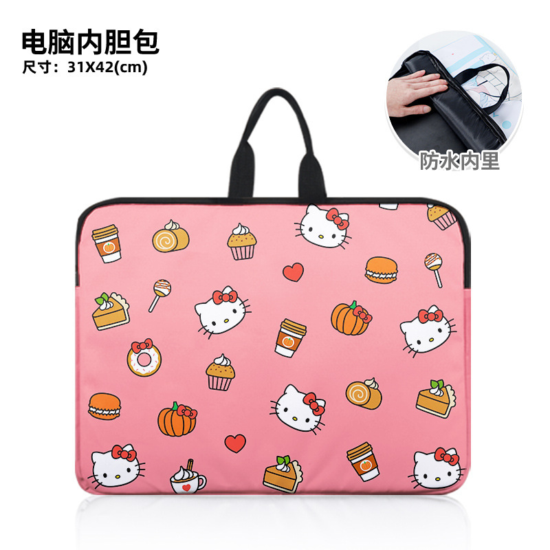 San Family Kitty Pumpkin Series Cute Cartoon Peripheral Satchel Laptop Bag with Stain-Resistant and Splash-Proof Liner