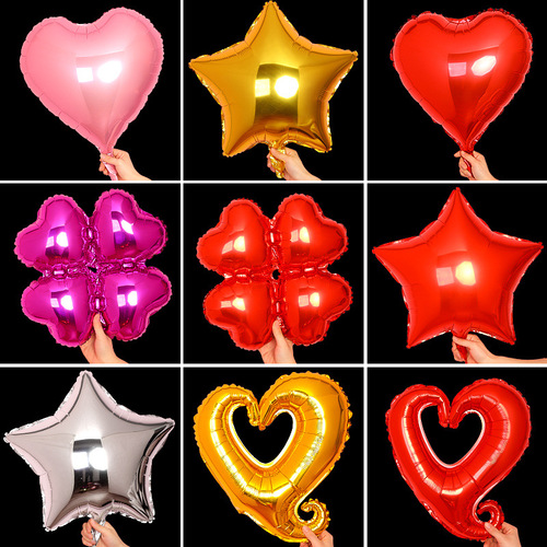 Aluminum film aluminum foil heart-shaped pentagonal balloon wedding birthday party shopping mall wedding room layout wedding decoration supplies wholesale