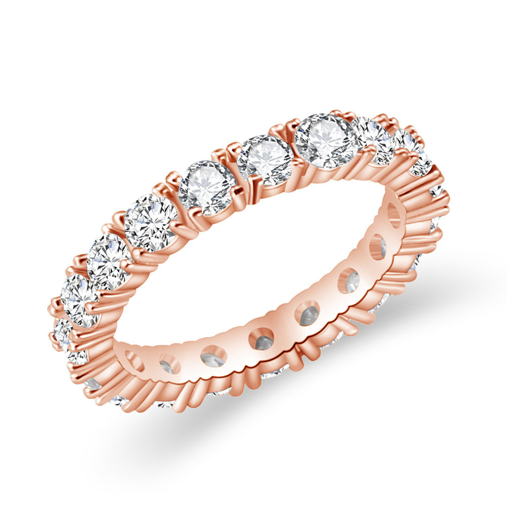Fashionable Single Row Full Diamond Ring For Women Unique Round Ring_voghion.com