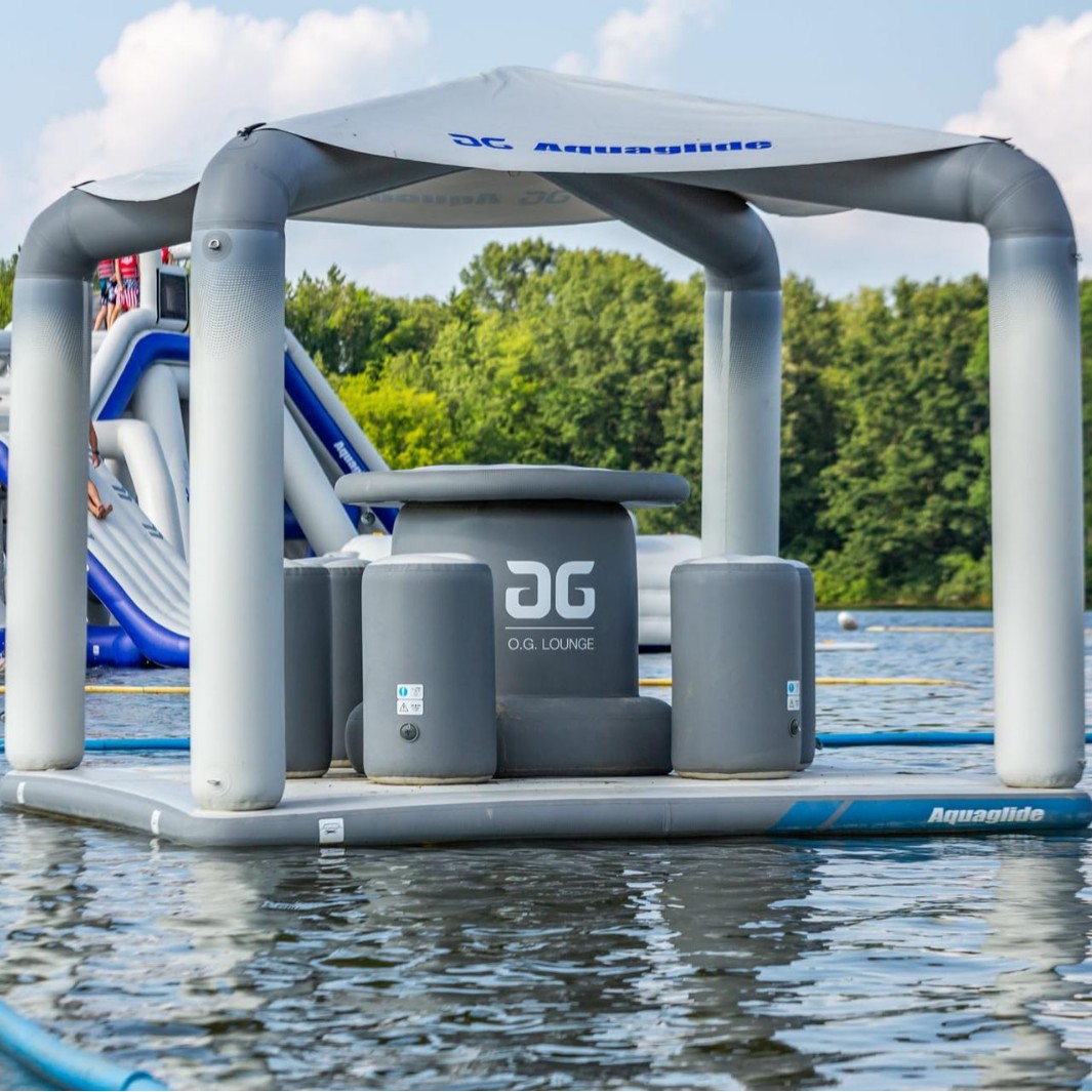 水上充气吧台遮阳篷休闲娱乐浮台充气浮床海上平台休息漂浮排定制