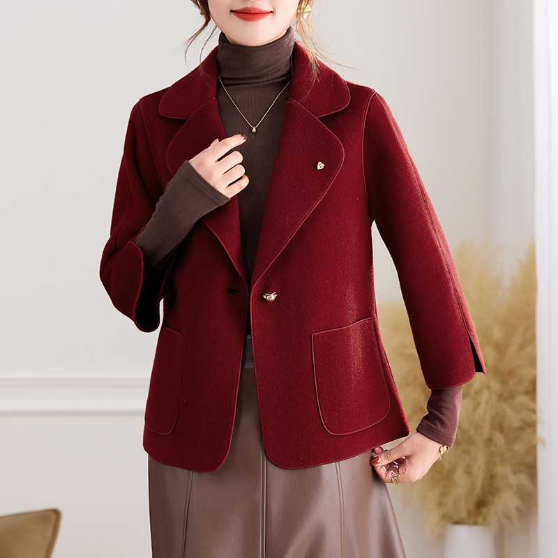Double-Sided Cashmere Woolen Outwear Women's Short Style Autumn and Winter New Style 2025 Classy Wedding Woolen Outwear