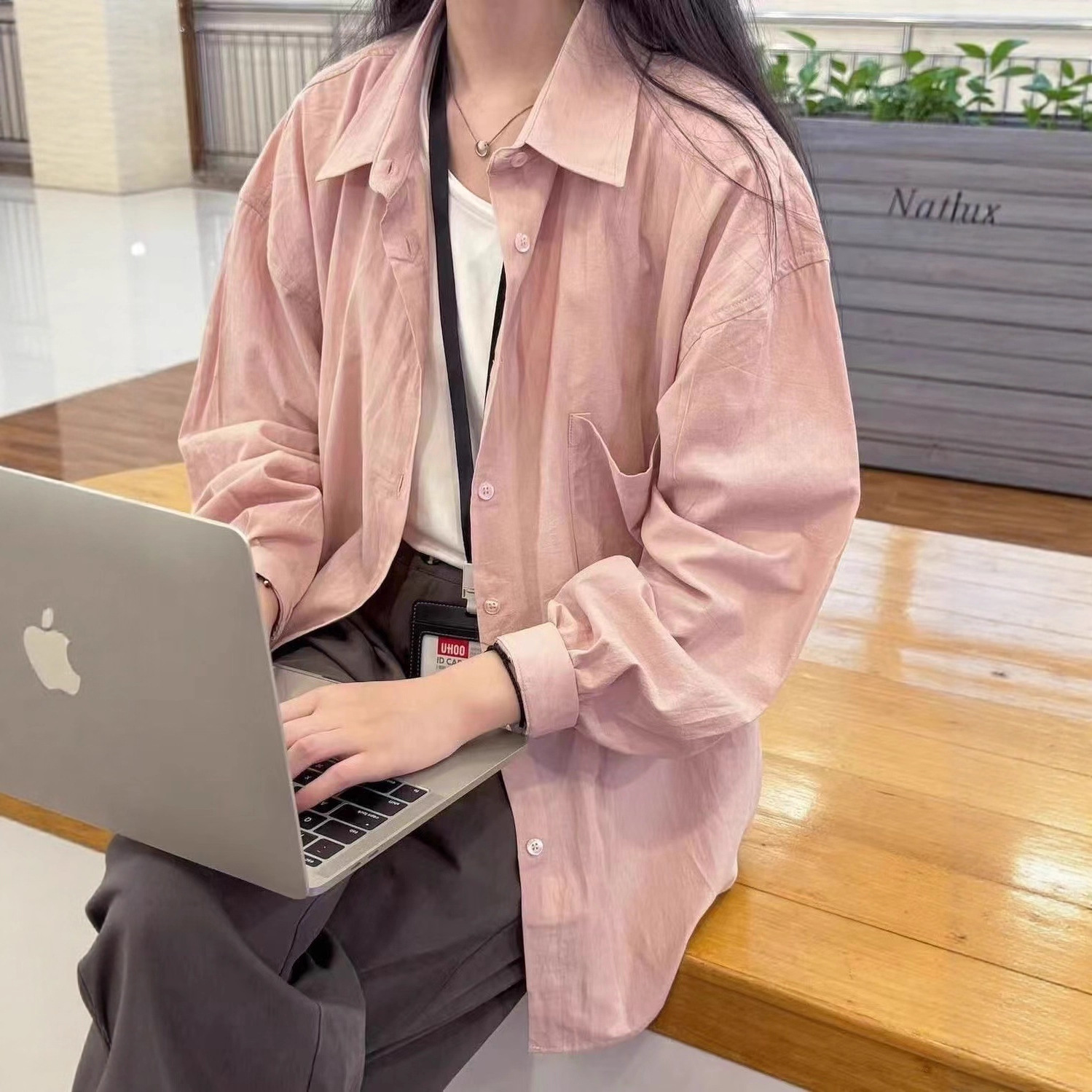 Korean Retro Spring & Fall Pure Cotton Shirts for Women to Wear Inside and Out, Loose-Fitting, Flesh-Covering, Slimming Look Long-Sleeved Shirts and Outer Tops