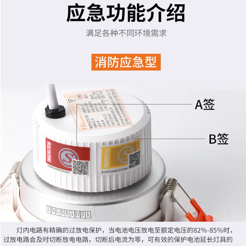 FSL Foshan iluminación emergencia downlight LED incrustado emergencia Spotlight fuego apagado automático iluminación lámpara de techo