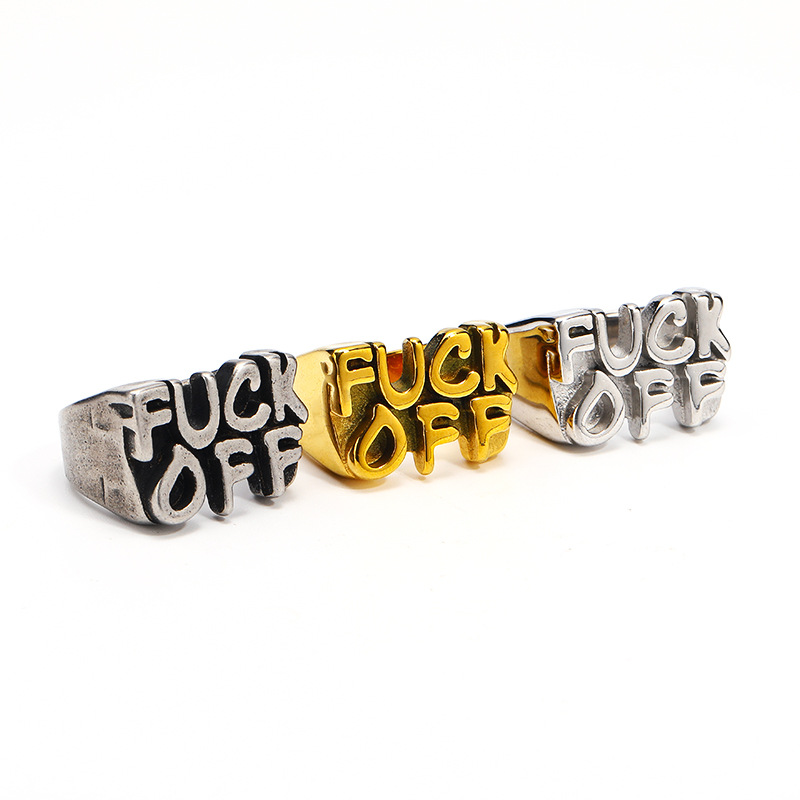 19g Weight Rings Classification 1 Piece Quantity Street Occasion Titanium Steel Material Letter Pattern Men's Gender Polishing Design Hip-Hop Style Hip-Hop Letter Titanium Steel Polishing Men's Rings 无