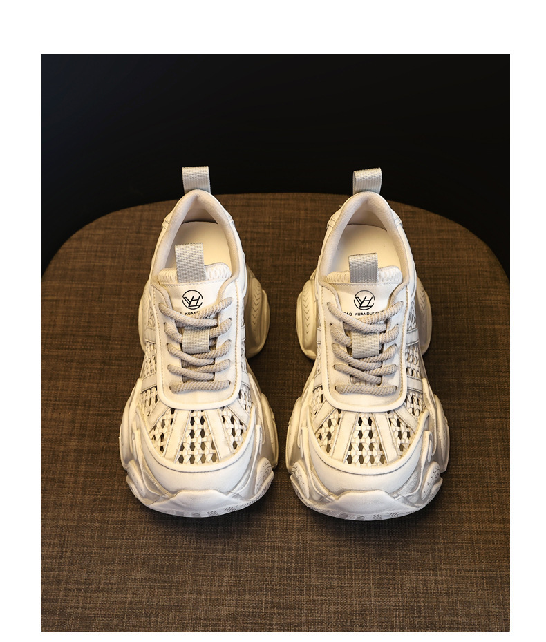 Giày sneaker nữ chunky đế dày thoáng khí tăng chiều cao — màu trắng chi tiết 19