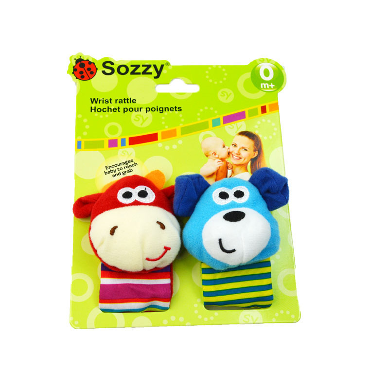 Sozzy lindo animal muñeca Bell calcetines bebé educación temprana sonando papel bebé sonajero juguete de peluche