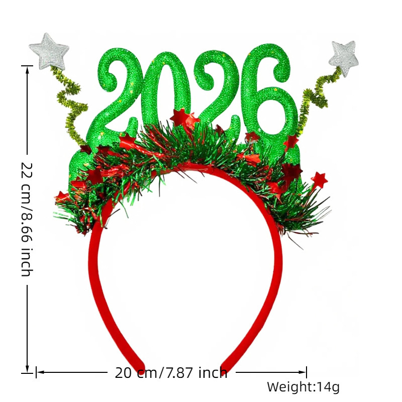 工厂现跨境新款2026新年发箍2026新年眼镜雨新年跨年节日装扮|undefined