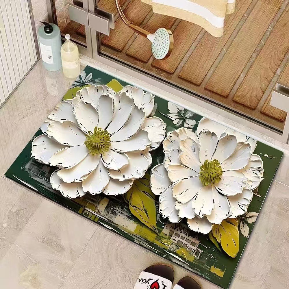 Pintura al óleo de estilo de baño piso de algas almohadilla de barro de algas almohadilla de absorción de agua de la puerta del baño almohadilla antideslizante fácil de cuidar