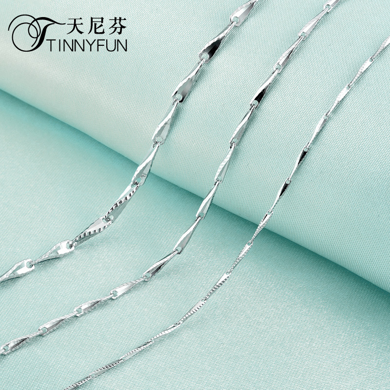 Collar de moda minimalista coreano s925 plata 0.8 accesorios de ángulo de cuchillo de dientes cadena de moda transfronteriza