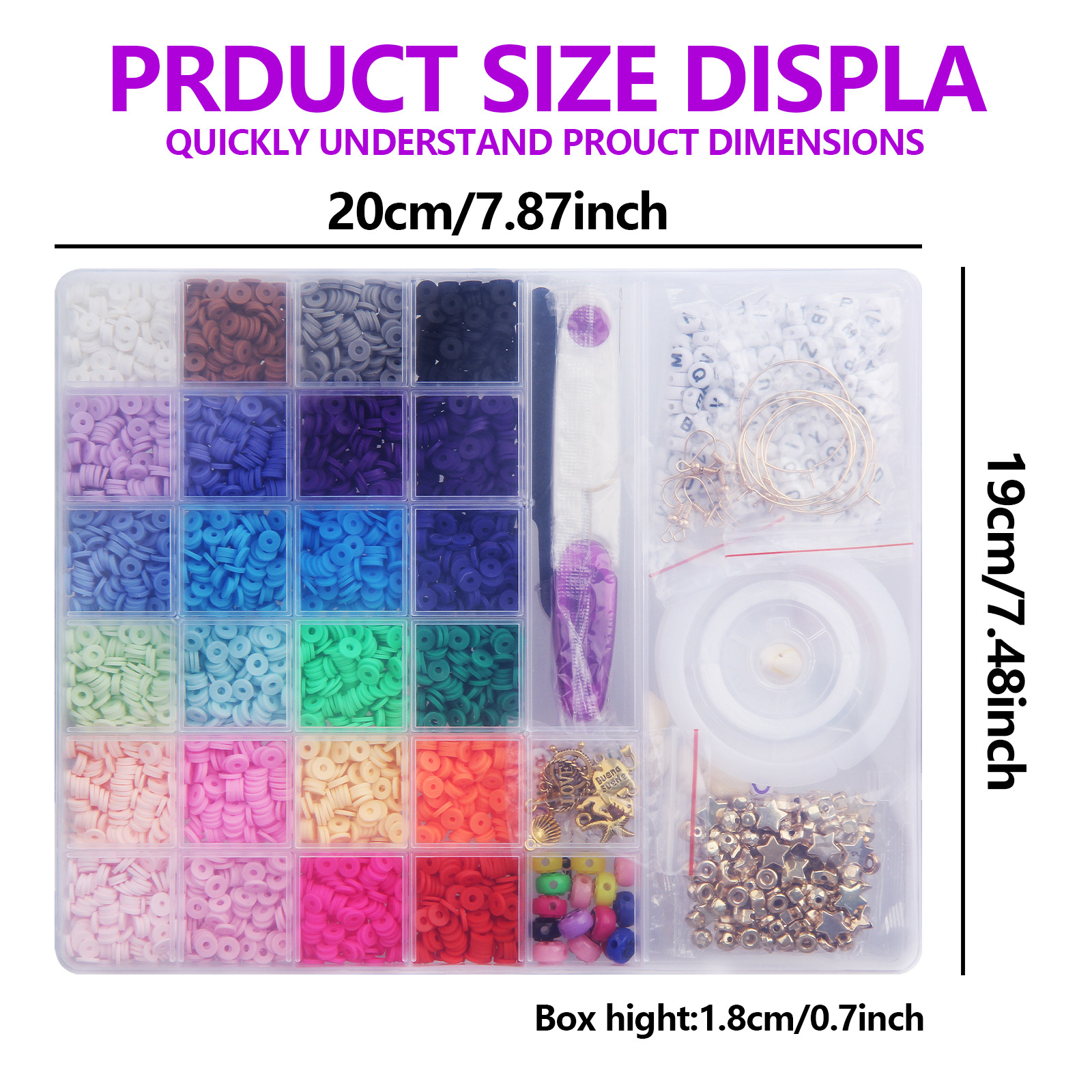 Cuentas DIY transfronterizas 28 cuadrícula caja de color sólido barniz de cerámica suave DIY pulsera collar conjunto de accesorios de joyería