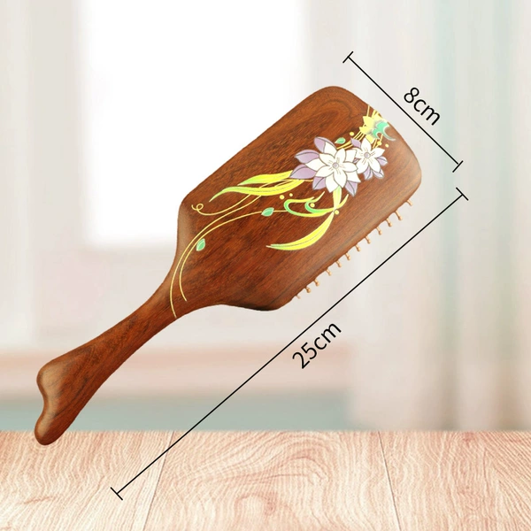 Lilac Flower-Painted and Generous Air Cushion Comb