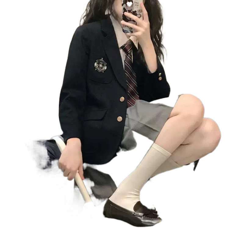 JK 유니폼 세트 여성 학생 3 조각 주름 치마 학업 스타일 세트 작은 남자 소금 가리 스타일 가을 착용