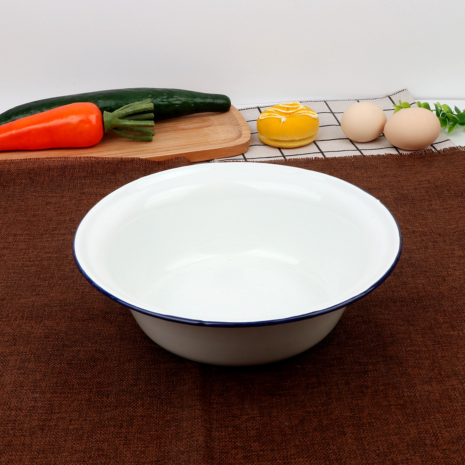 Clásico nostálgico esmalte cuenca profunda cuenca plana cuenca multipropósito esmalte cuenca de esmalte cuenca de sopa cuenca de sopa cuenca de mezcla cuenca profunda