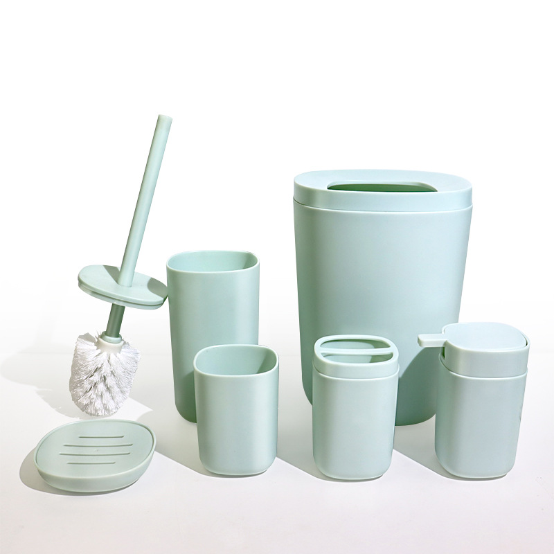 Amazon simple moda Hotel baño suministros Promoción de publicidad de plástico seis piezas Kit de lavado de baño