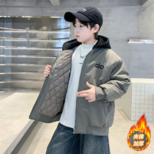 男童外套春秋冬款2025新款男孩夹棉加厚派克服中大儿童秋装棉服潮