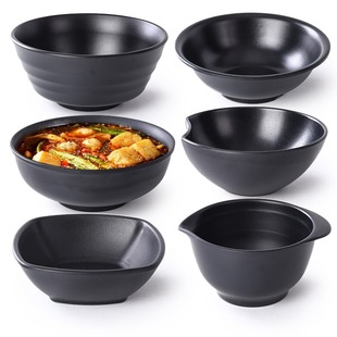 Malatang Melamine Noodle Soup Bowl Commercial Black Frosted Noodle Bowl Japanese Restaurant Commercial Melamine Imitation Porcelain Tableware