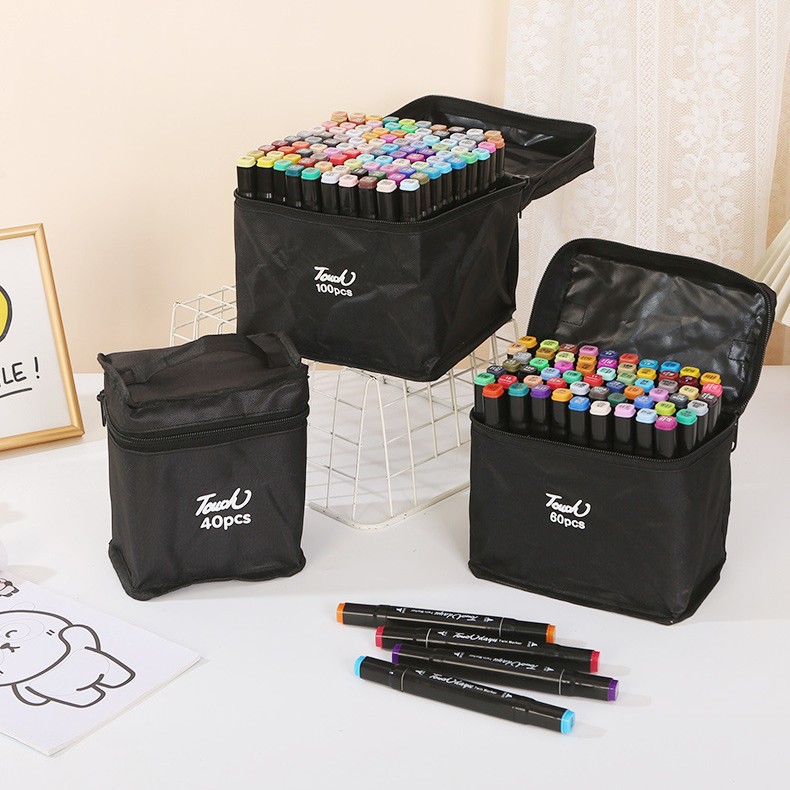 Schwarzschaftige doppelspitzige Alkohol-Ölmarker Kunstmalstifte Farbstifte Markierungsstifte Set für Schüler und Kinder Aquarellstifte