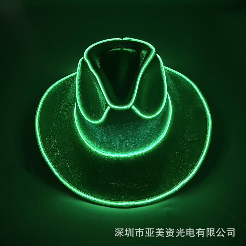 Festival LED luminoso colorido sombrero de vaquero colorido lentejuelas occidental sombrero de vaquero Amazon DIY luminoso sombrero nupcial