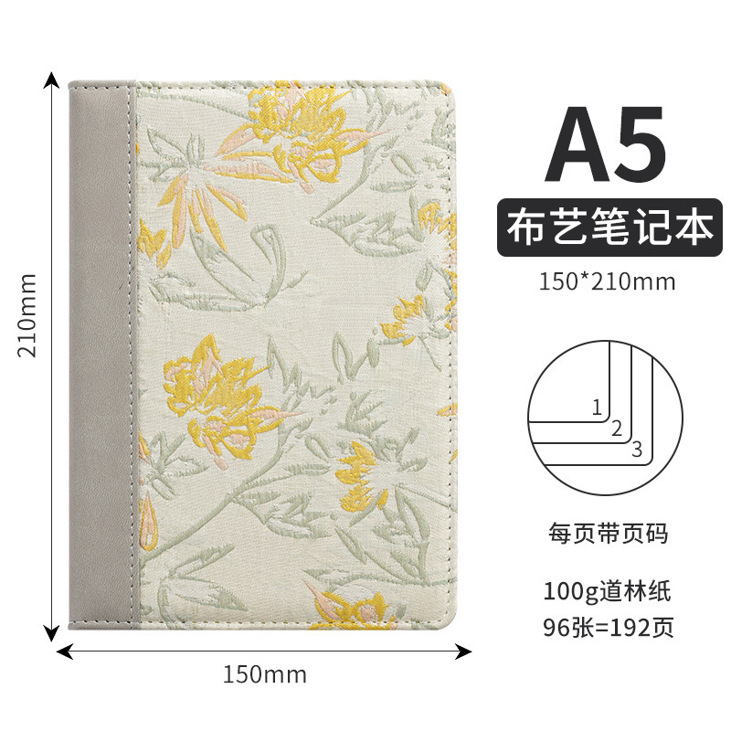 跨境专供A5布料拼接笔记本点阵记事本复古布艺拼接封面定制logo|undefined