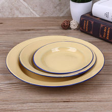 懷舊復古搪瓷花色飯碟搪瓷盤子搪瓷花菜碟餐碟子主題餐廳菜盤果盤