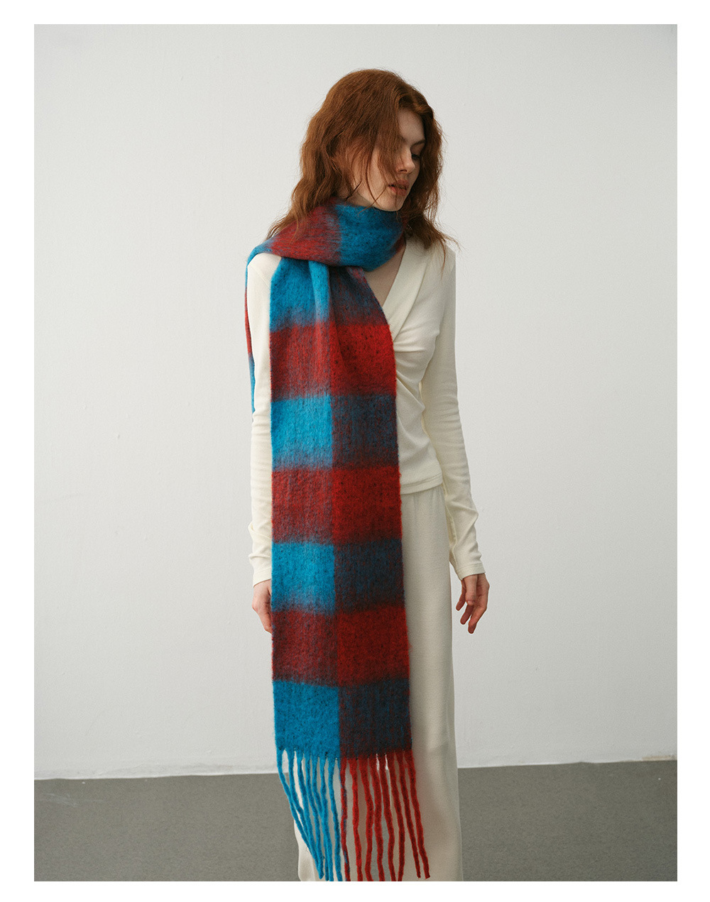 Designer's Nische Erweiterter Fransenschal Schachbrett Schachbrett Kaschmirschal Damen Winterambiente Schal_voghion.com